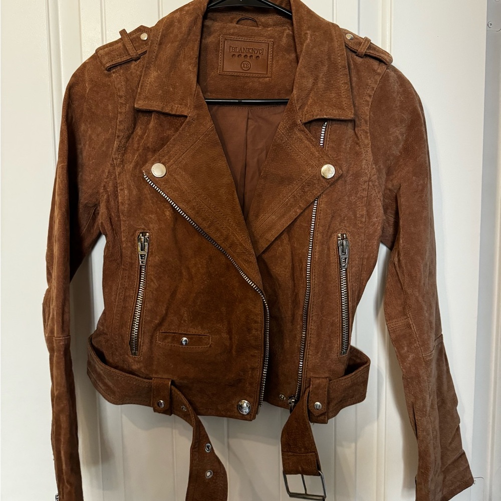 Blank NYC Brown Suede Moto Jacket